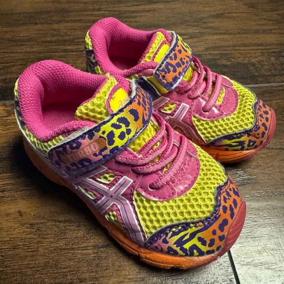ASICS Gel Turbo Running Shoes Girls Toddler 7c Pink/Yellow/Orange - Picture 2 of 7